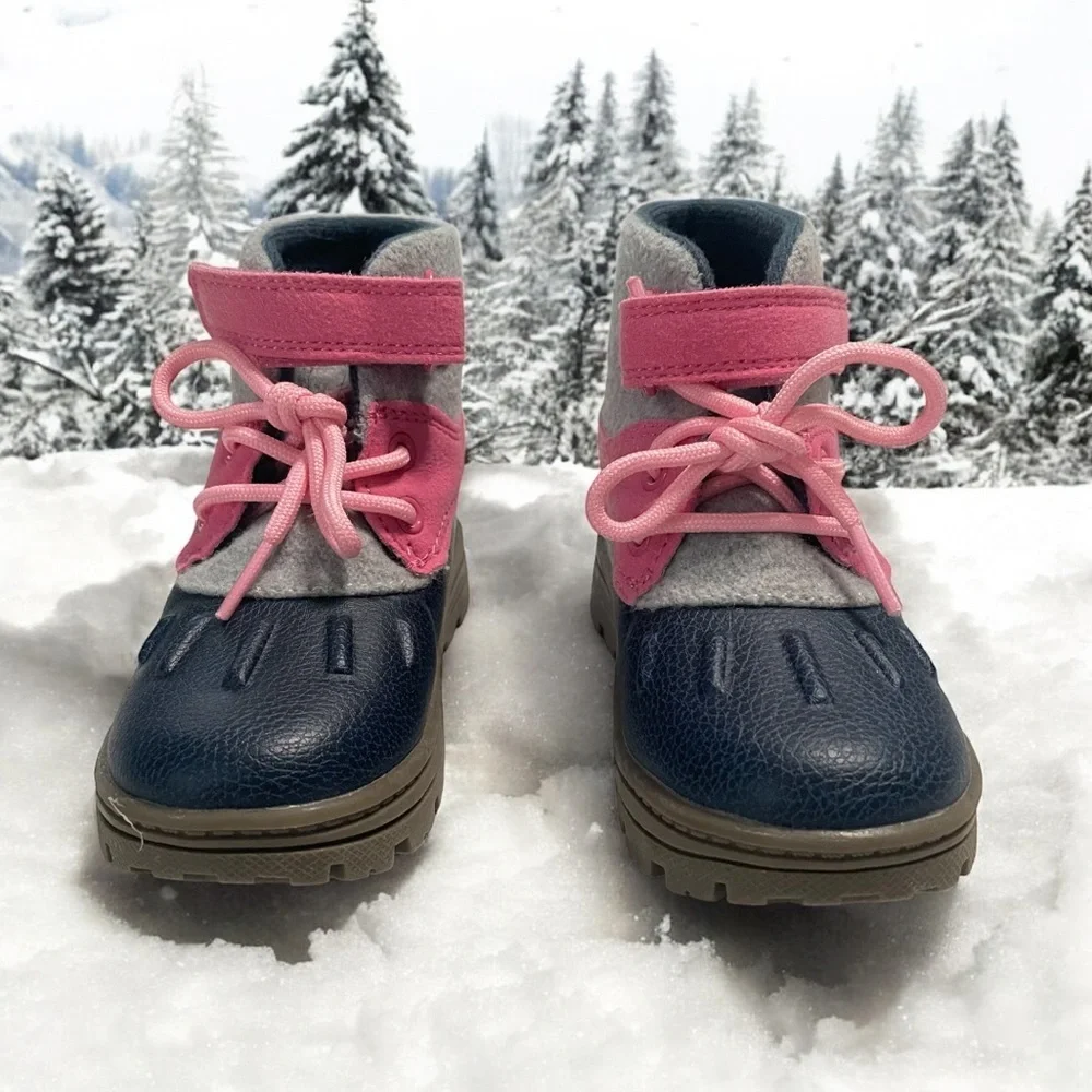 Carter's Navy and Pink Girls Snow Boots